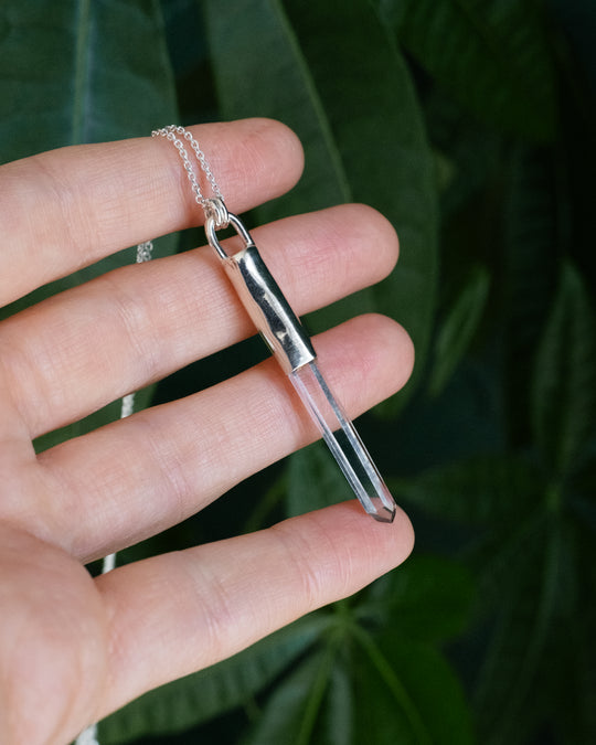 Lemurian Quartz Point Sterling Silver Necklace