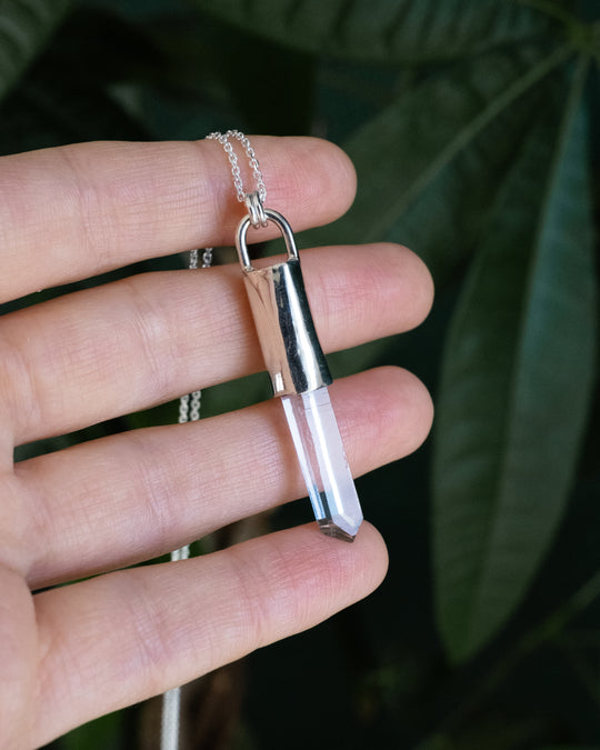 Lemurian Quartz Point Sterling Silver Necklace