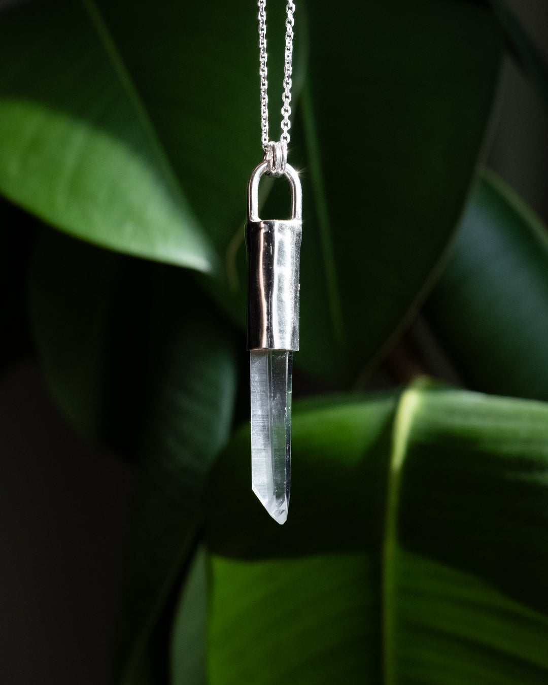 Lemurian Quartz Point Sterling Silver Necklace