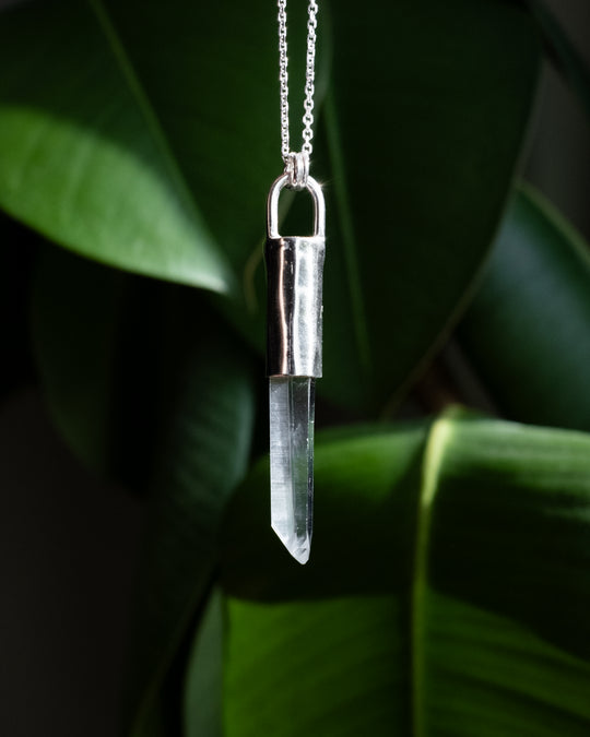 Lemurian Quartz Point Sterling Silver Necklace