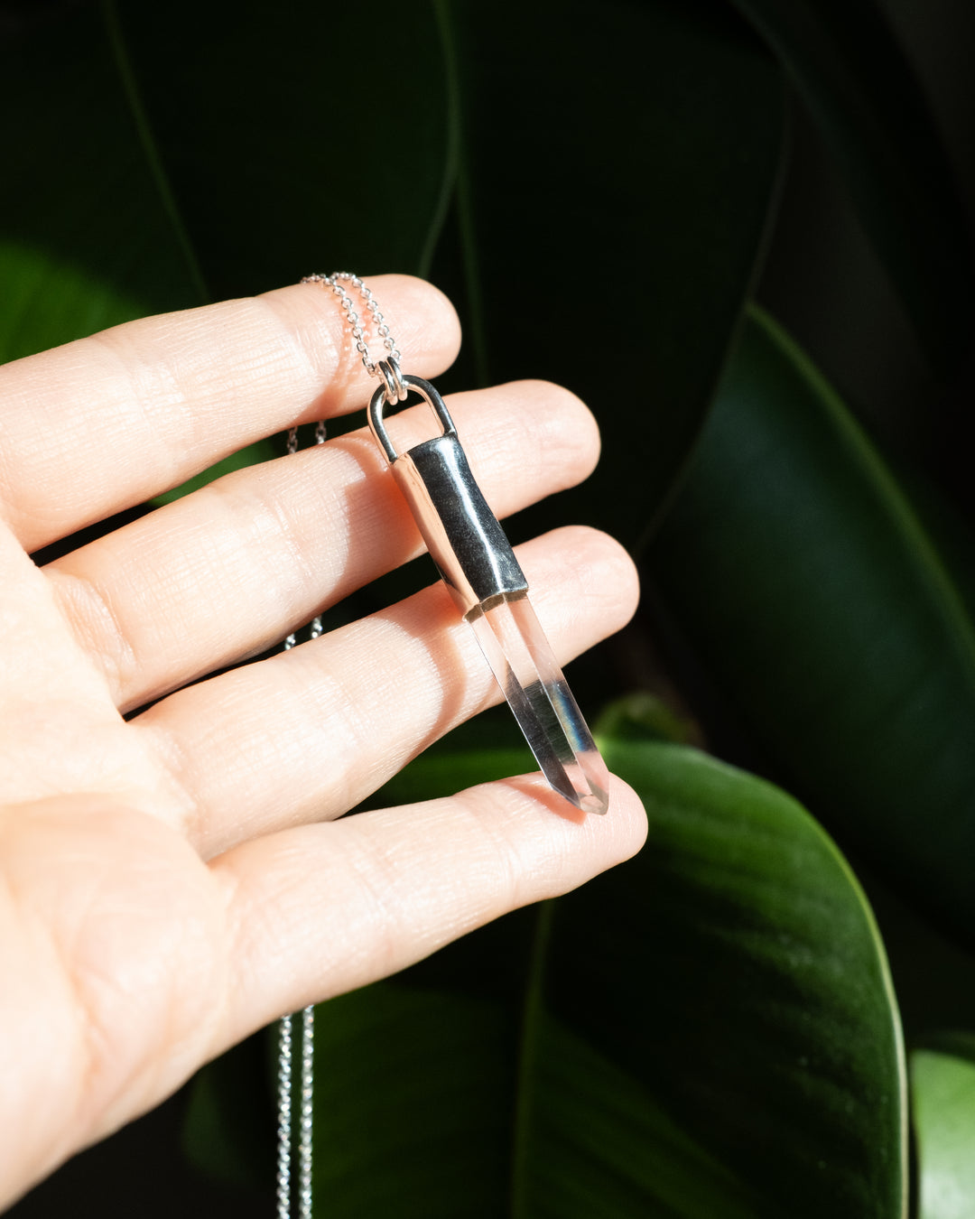 Lemurian Quartz Point Sterling Silver Necklace
