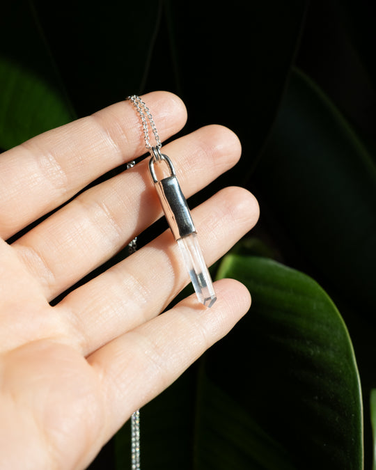 Lemurian Quartz Point Sterling Silver Necklace