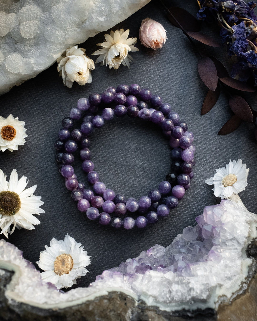 Lepidolite Round Bead Bracelet 6mm