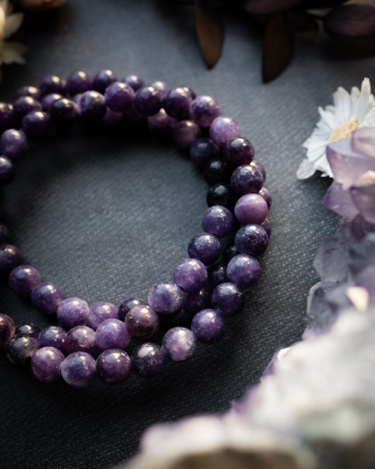 Lepidolite Round Bead Bracelet 6mm