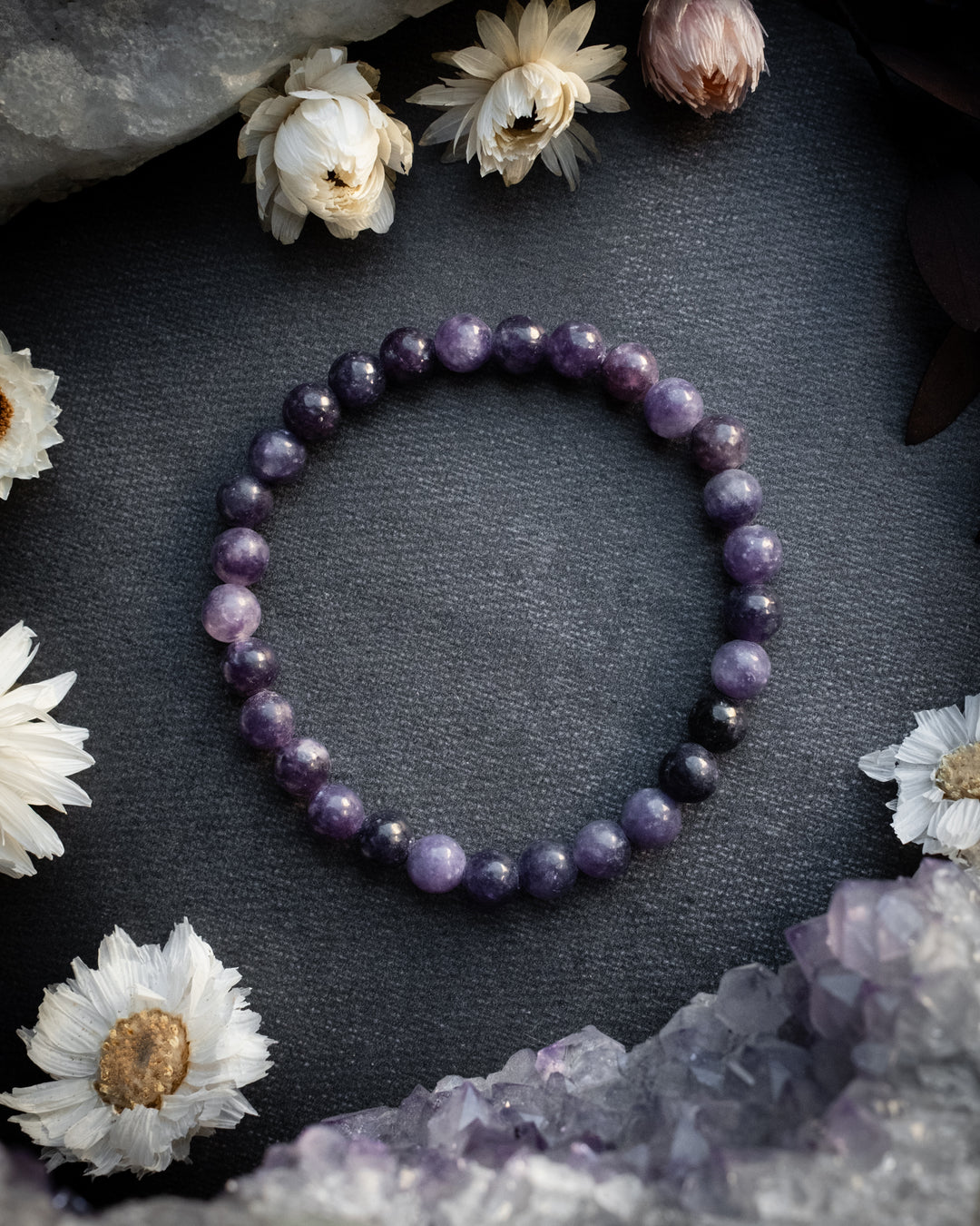 Lepidolite Round Bead Bracelet 6mm