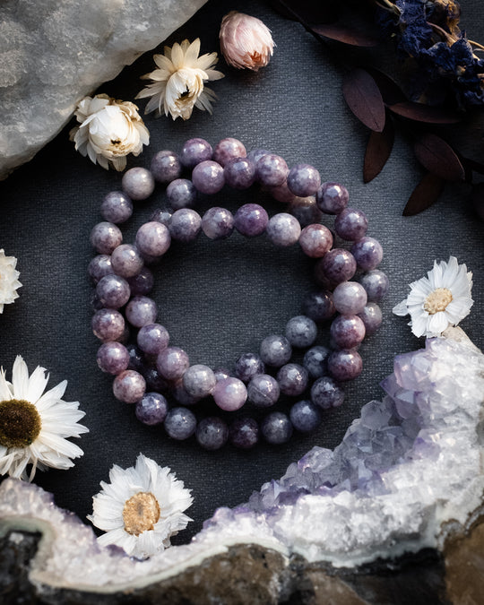 Lepidolite Round Bead Bracelet 8mm