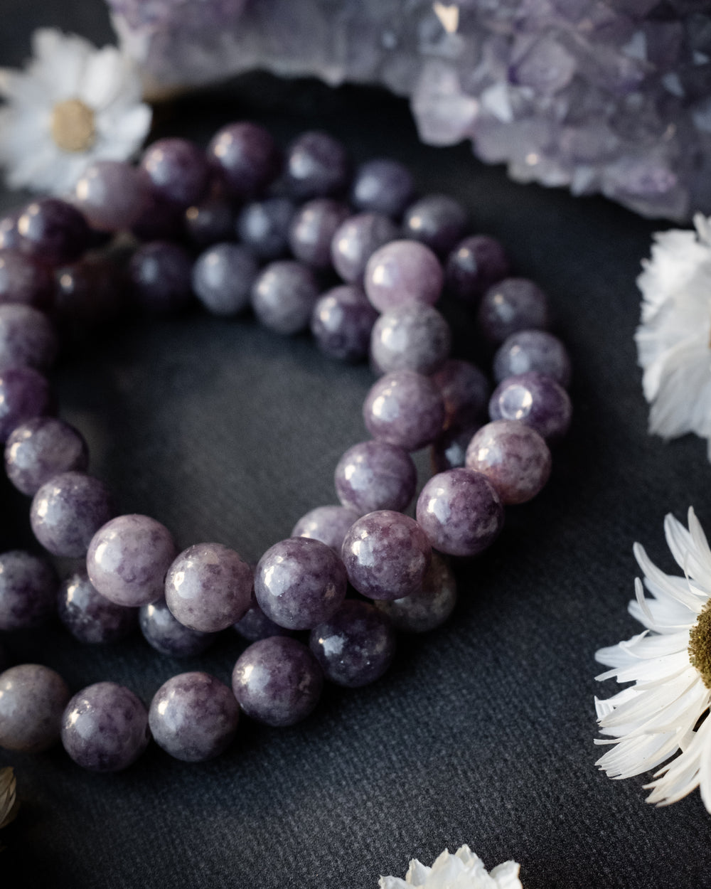 Lepidolite Round Bead Bracelet 8mm