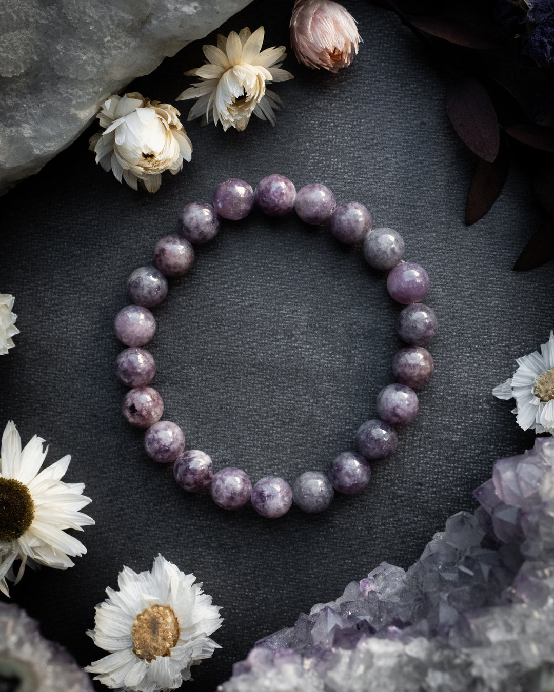 Lepidolite Round Bead Bracelet 8mm
