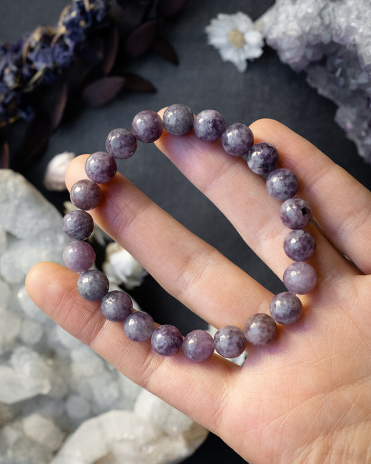 Lepidolite Round Bead Bracelet 8mm
