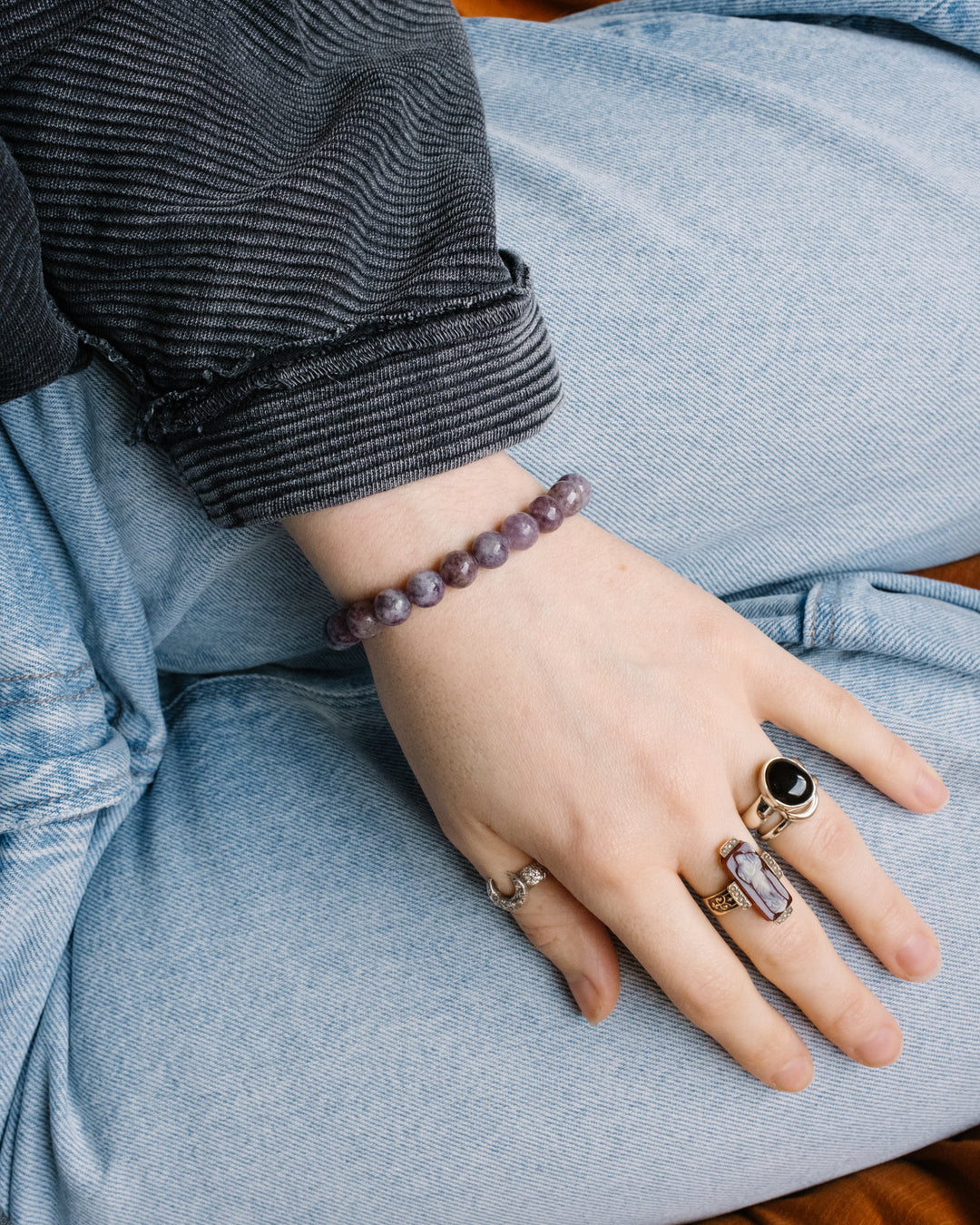 Lepidolite Round Bead Bracelet 8mm