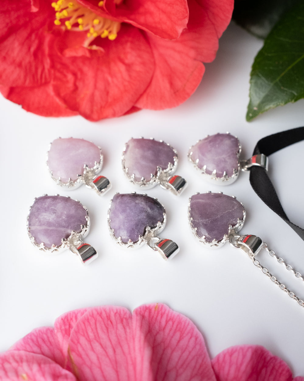 Lepidolite Heart Sterling Silver Gallery Necklace - The Healing Pear