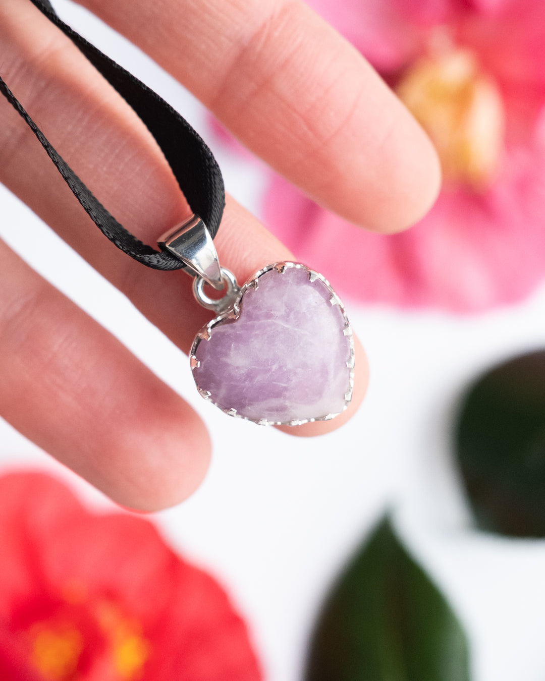 Lepidolite Heart Sterling Silver Gallery Necklace - The Healing Pear