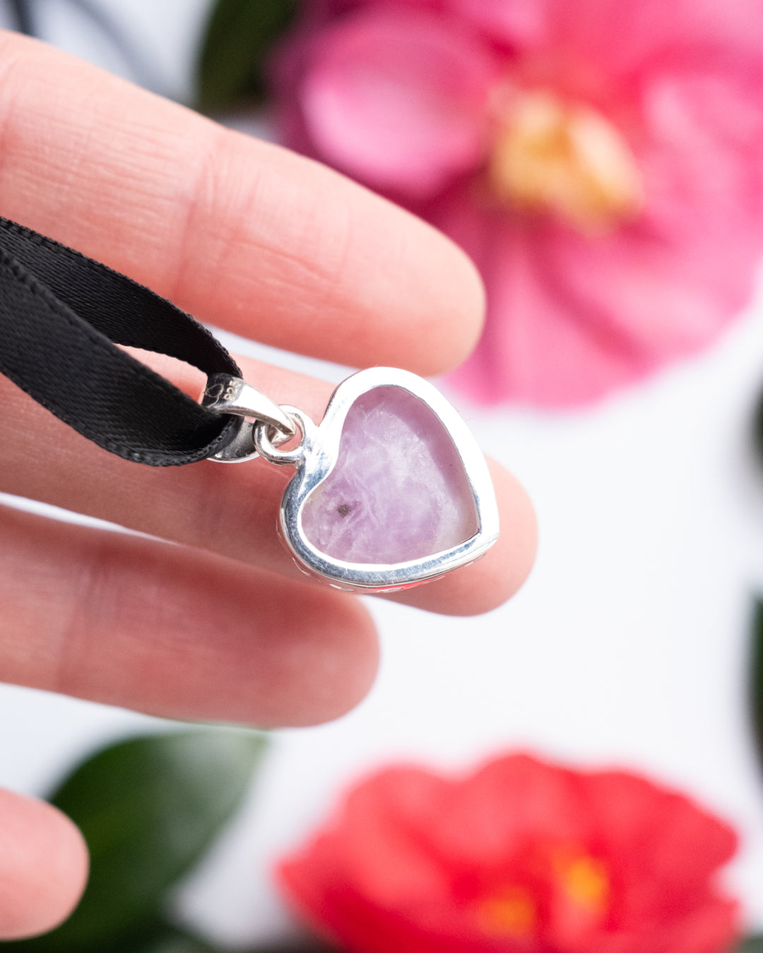 Lepidolite Heart Sterling Silver Gallery Necklace - The Healing Pear