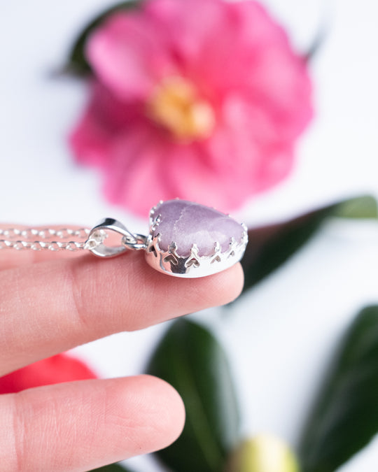 Lepidolite Heart Sterling Silver Gallery Necklace - The Healing Pear