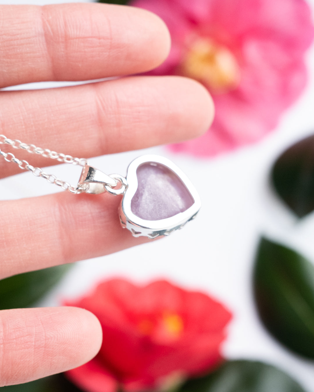 Lepidolite Heart Sterling Silver Gallery Necklace - The Healing Pear