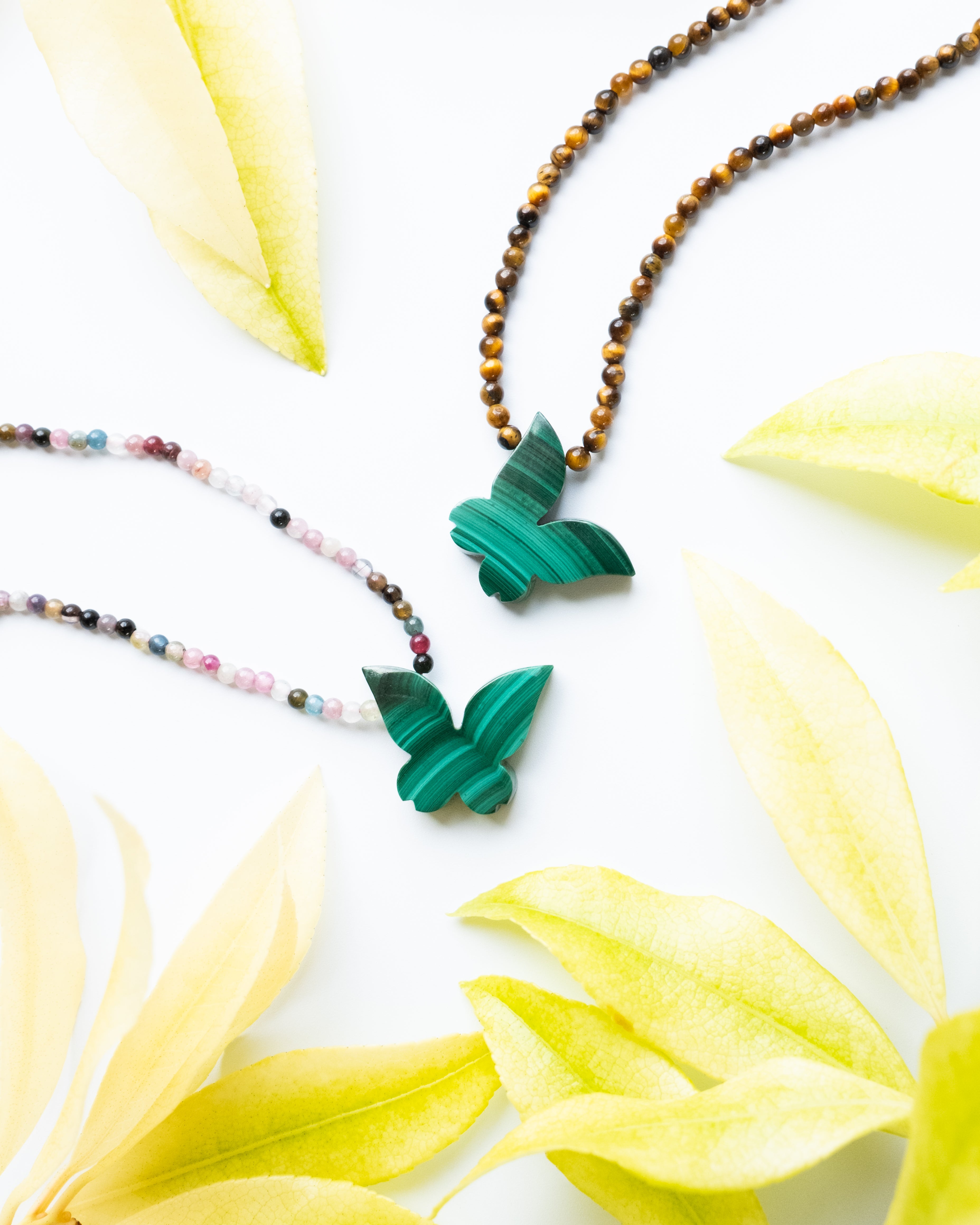 Malachite Hand Carved Butterfly Beaded Necklace - The Healing Pear