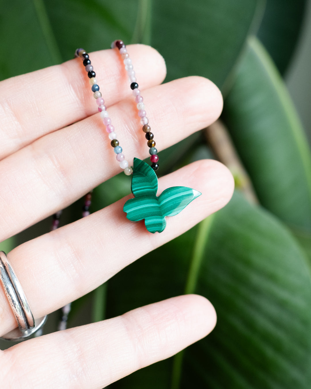 Malachite Hand Carved Butterfly Beaded Necklace - The Healing Pear