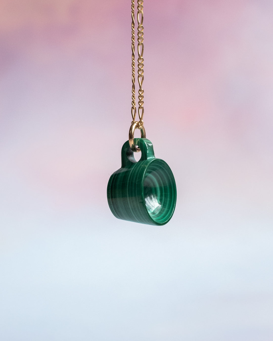 Malachite Hand Carved Mug Necklace - The Healing Pear