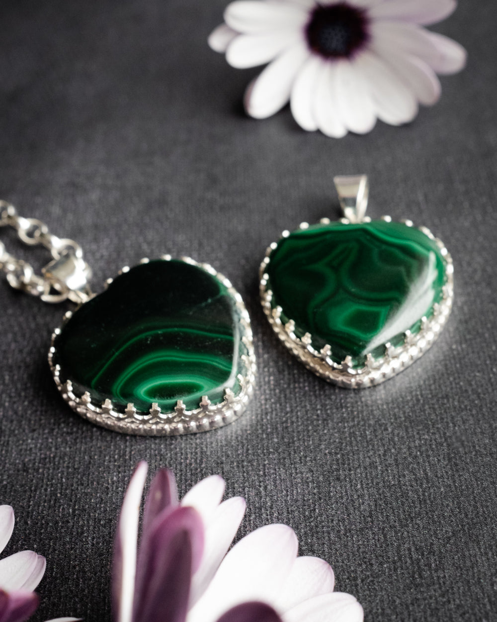 Malachite Heart Sterling Silver Gallery Necklace - The Healing Pear