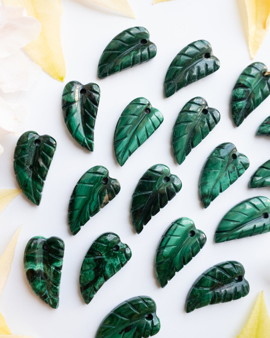 Malachite Hand Carved Leaf Necklace - The Healing Pear