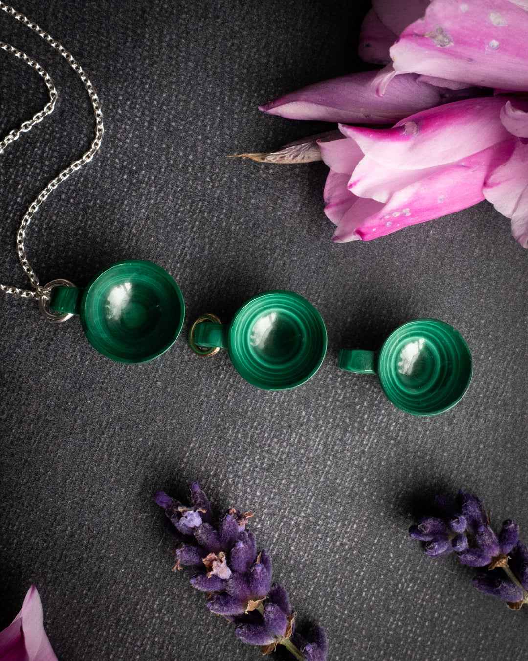 Malachite Hand Carved Mug Necklace - The Healing Pear