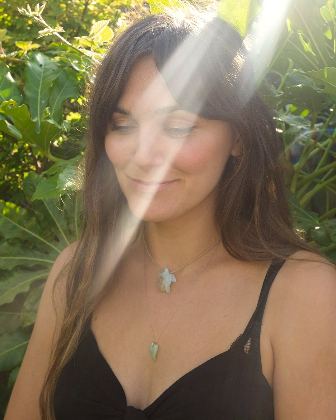 Small Moss Agate Hand Carved Leatherback Sea Turtle Necklace - The Healing Pear