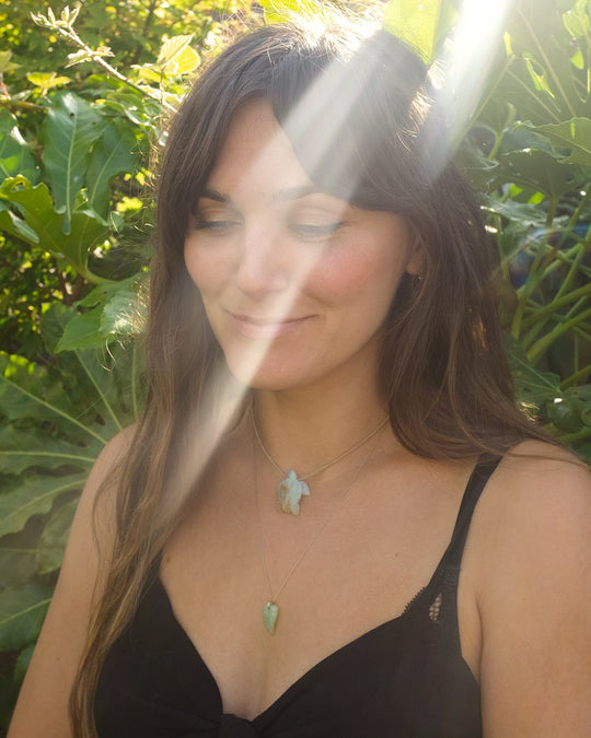 Small Moss Agate Hand Carved Leatherback Sea Turtle Necklace - The Healing Pear