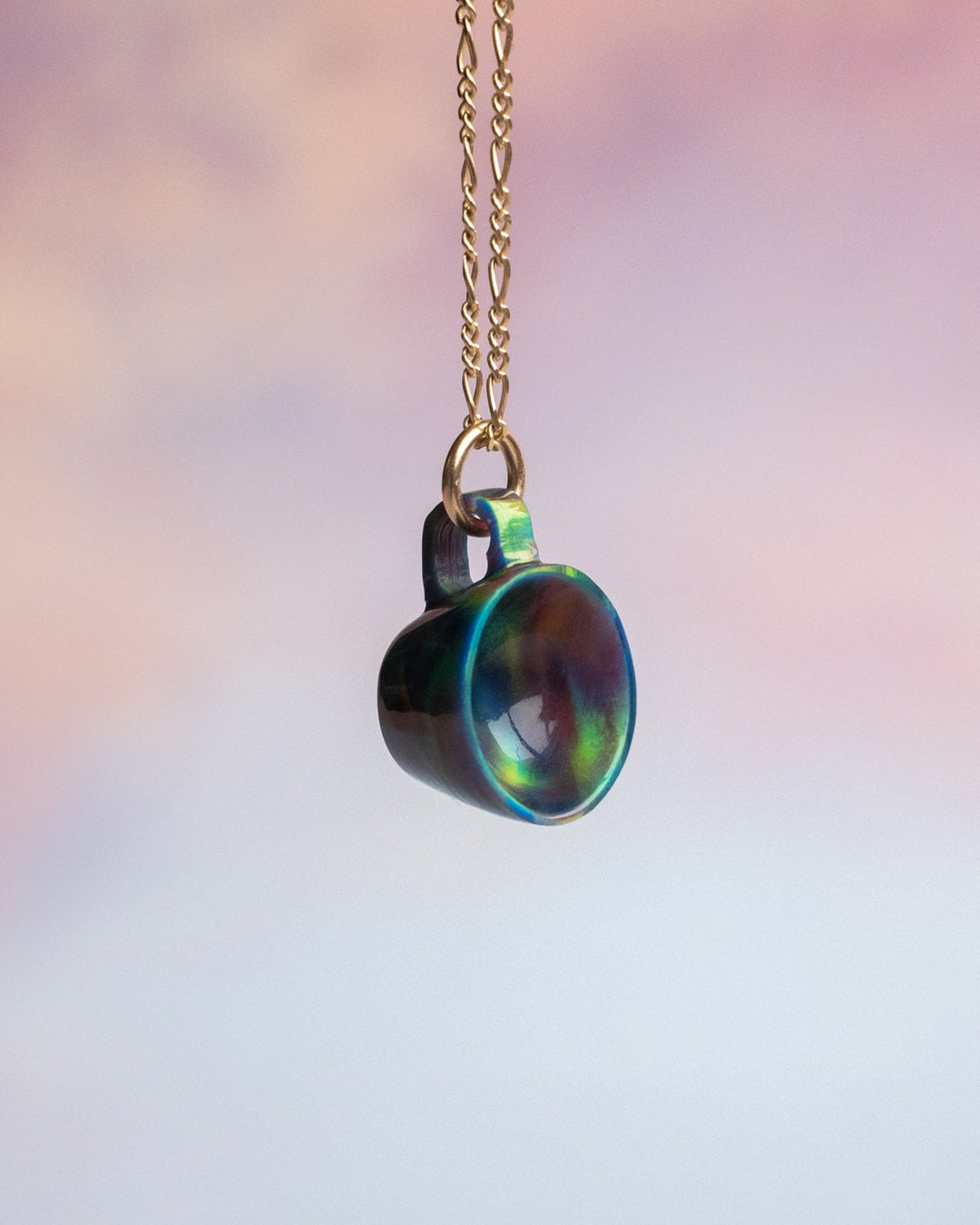 Midnight Aura Opal Hand Carved Mug Necklace - The Healing Pear