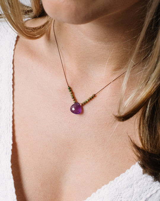 Harmonious Pair Vegan Silk Gemstone Necklace