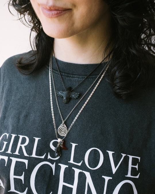 Small Obsidian Hand Carved Raven Necklace - The Healing Pear