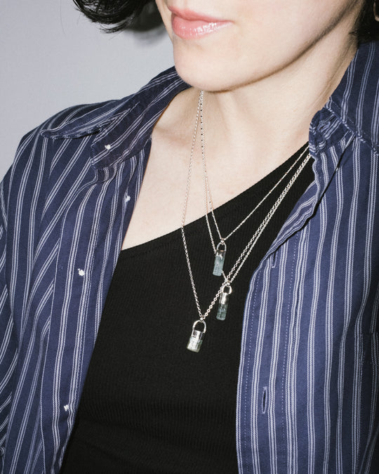 Raw Aquamarine Sterling Silver Necklace - The Healing Pear