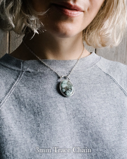 Blue Chalcedony Pebble Sterling Silver Necklace - The Healing Pear