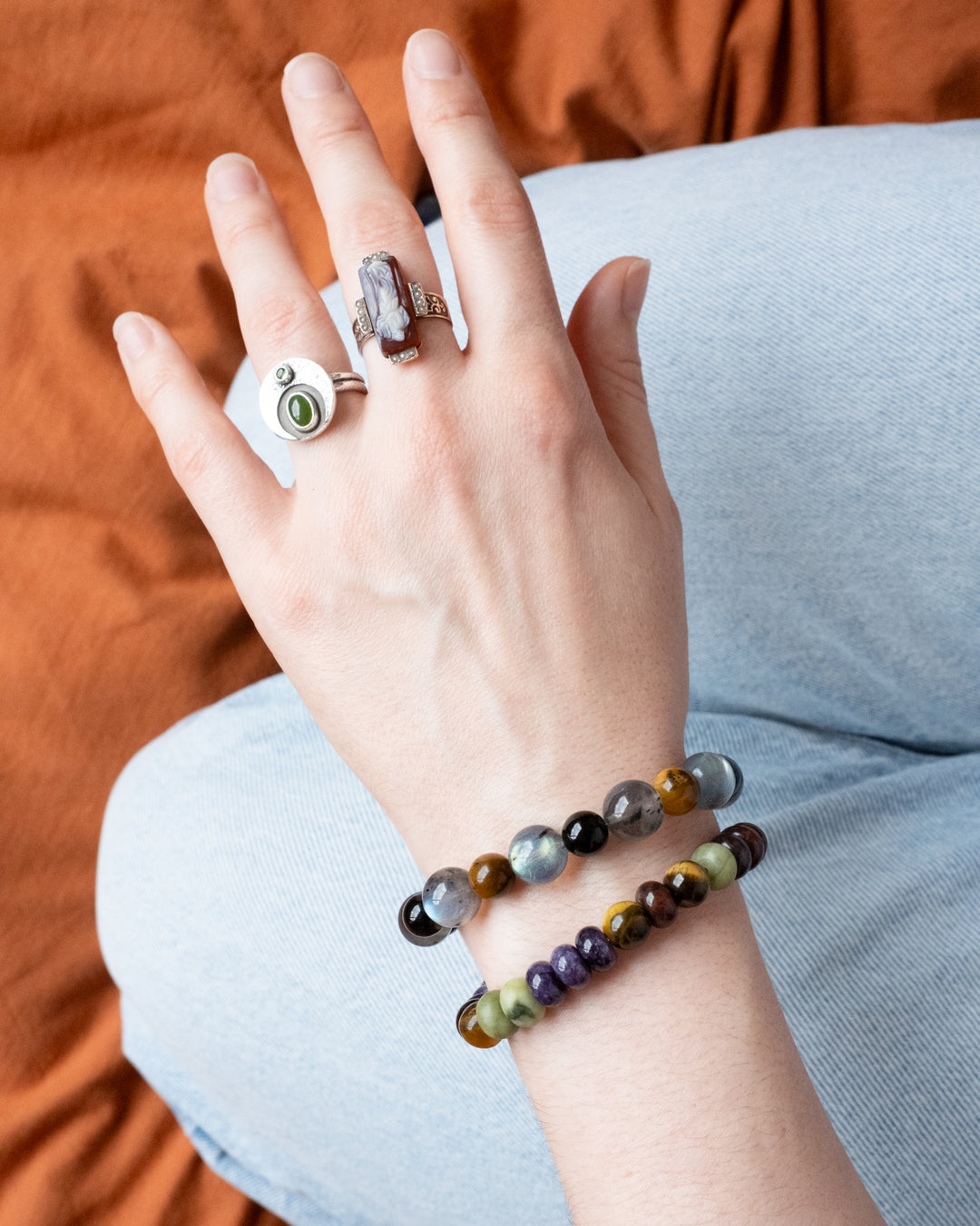 Mixed Gemstone Beaded Bracelet 8mm