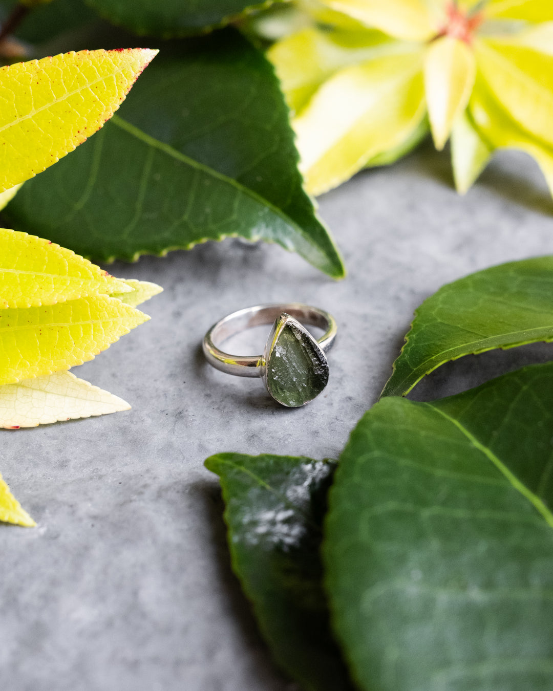 Moldavite Ring in Sterling Silver - Size M UK / 6 US