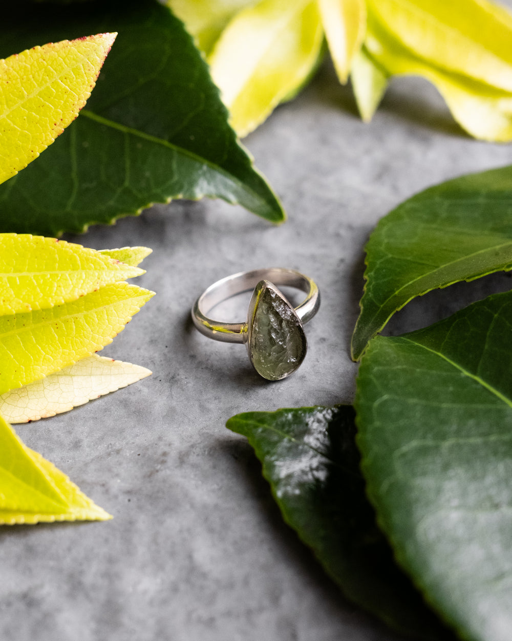 Moldavite Ring in Sterling Silver - Size M UK / 6 US