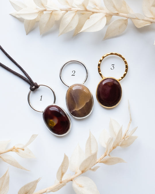 Mookaite Jasper Pebble Sterling Silver & Gold Vermeil Necklace