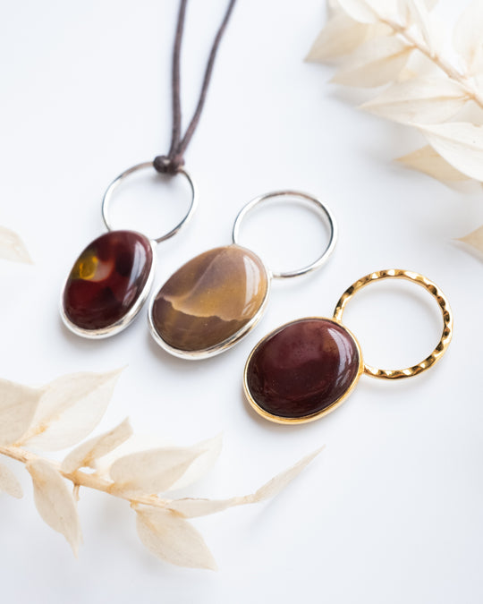 Mookaite Jasper Pebble Sterling Silver & Gold Vermeil Necklace