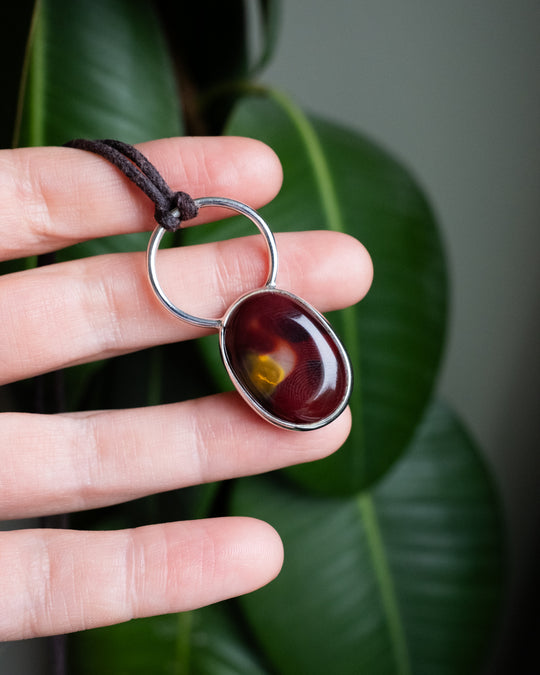 Mookaite Jasper Pebble Sterling Silver & Gold Vermeil Necklace