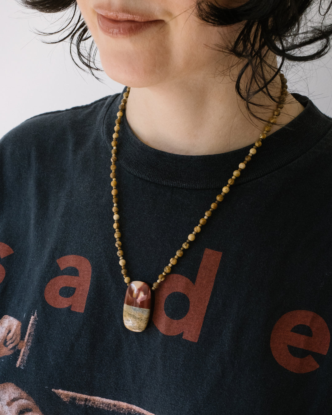 Mookaite Jasper, Picasso Jasper &amp; Black Onyx Beaded Necklace - The Healing Pear