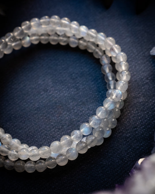Moon Labradorite Round Bead Bracelet 4mm