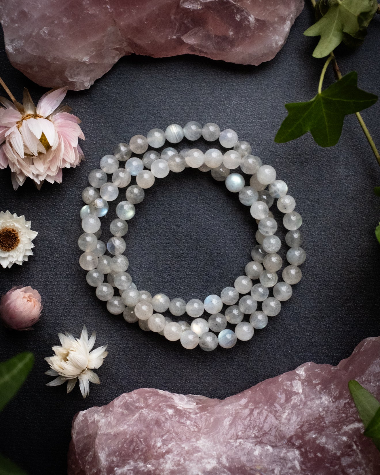 Moon Labradorite Round Bead Bracelet 6mm - The Healing Pear