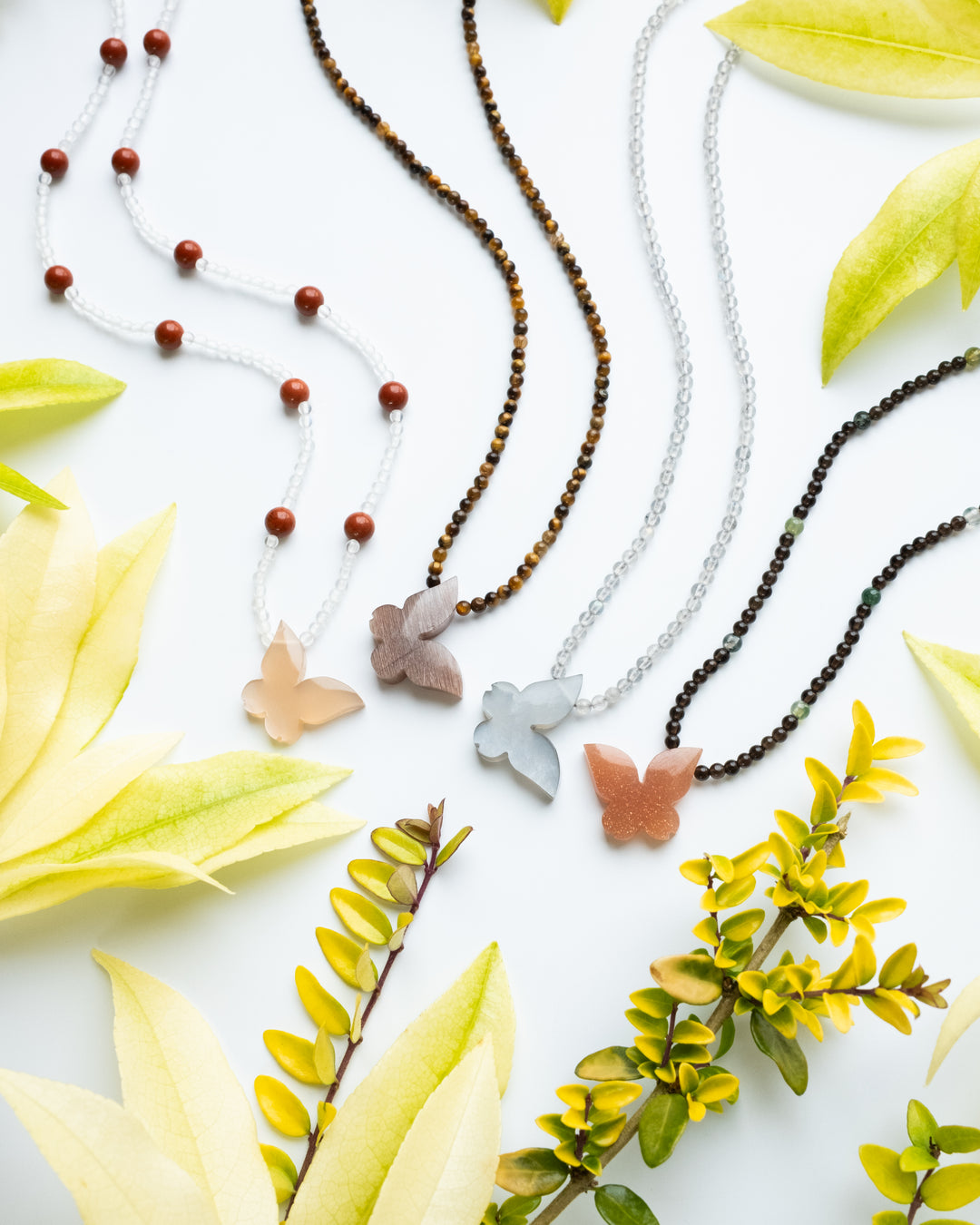 Moonstone Hand Carved Butterfly Beaded Necklace - The Healing Pear