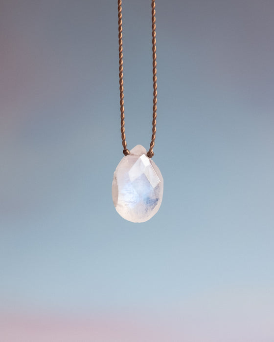 Rainbow Moonstone Vegan Silk Necklace