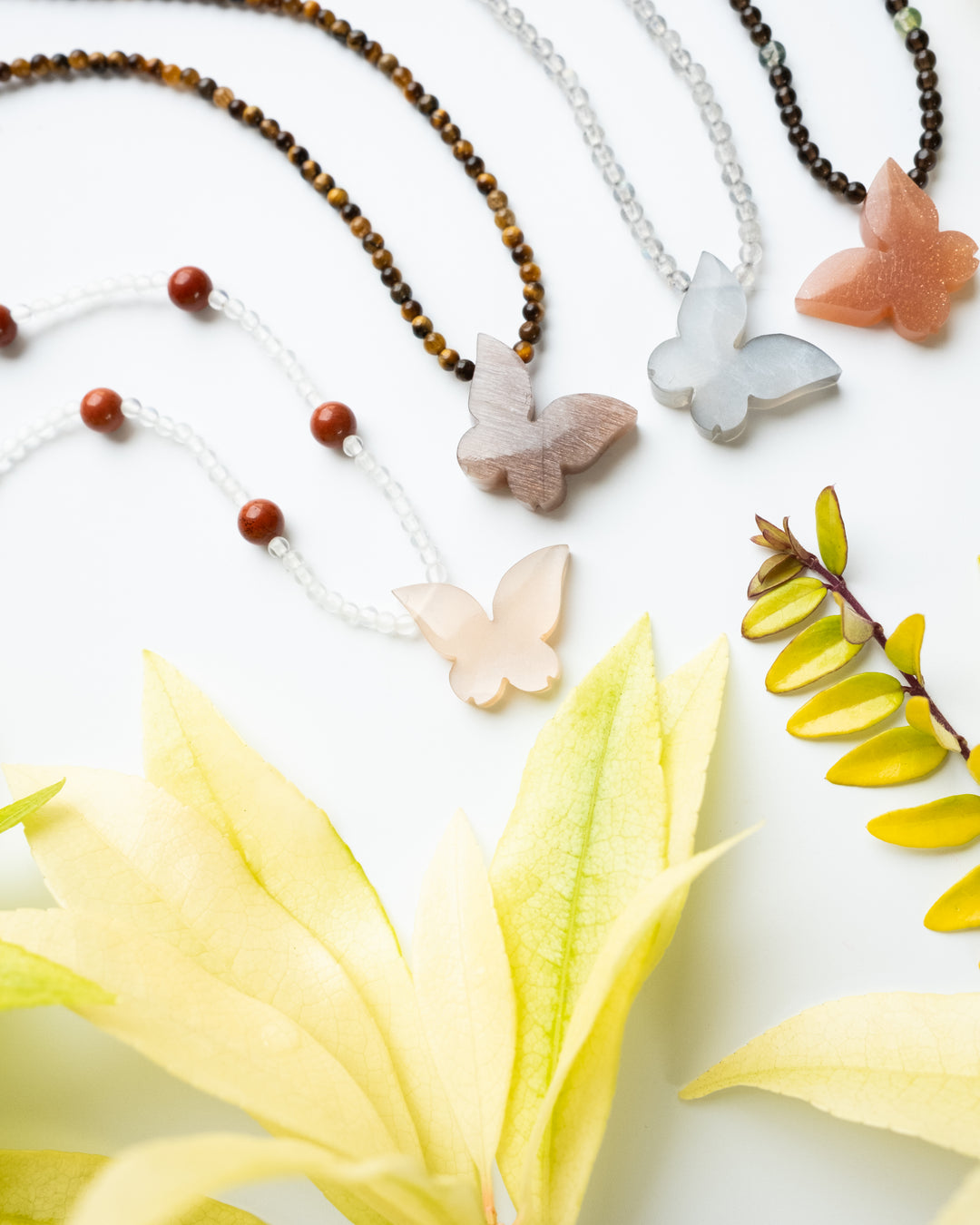 Moonstone Hand Carved Butterfly Beaded Necklace - The Healing Pear