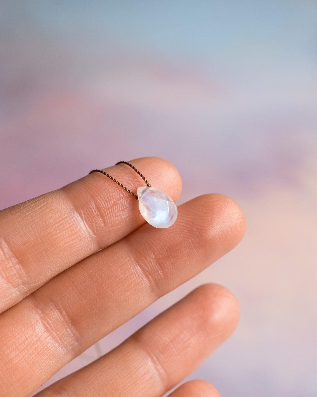 Rainbow Moonstone Vegan Silk Necklace - The Healing Pear