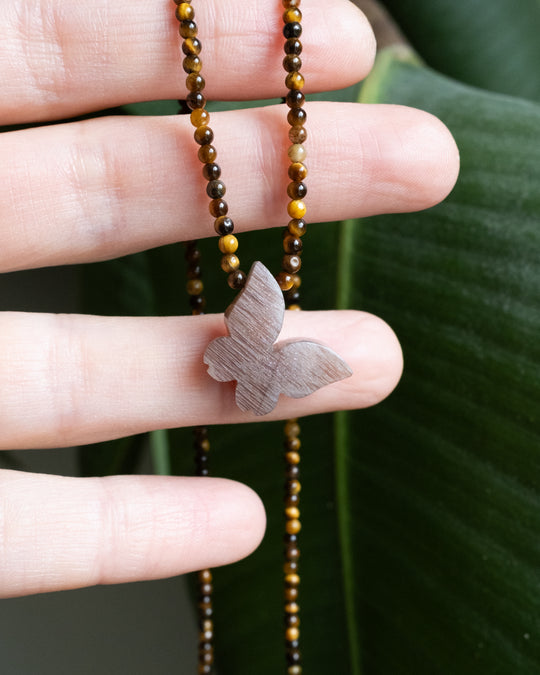 Moonstone Hand Carved Butterfly Beaded Necklace - The Healing Pear