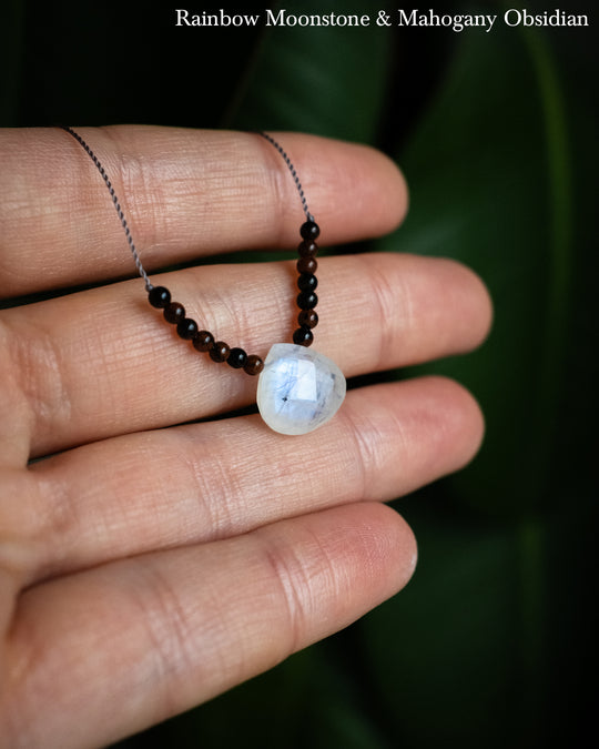 Harmonious Pair Vegan Silk Gemstone Necklace
