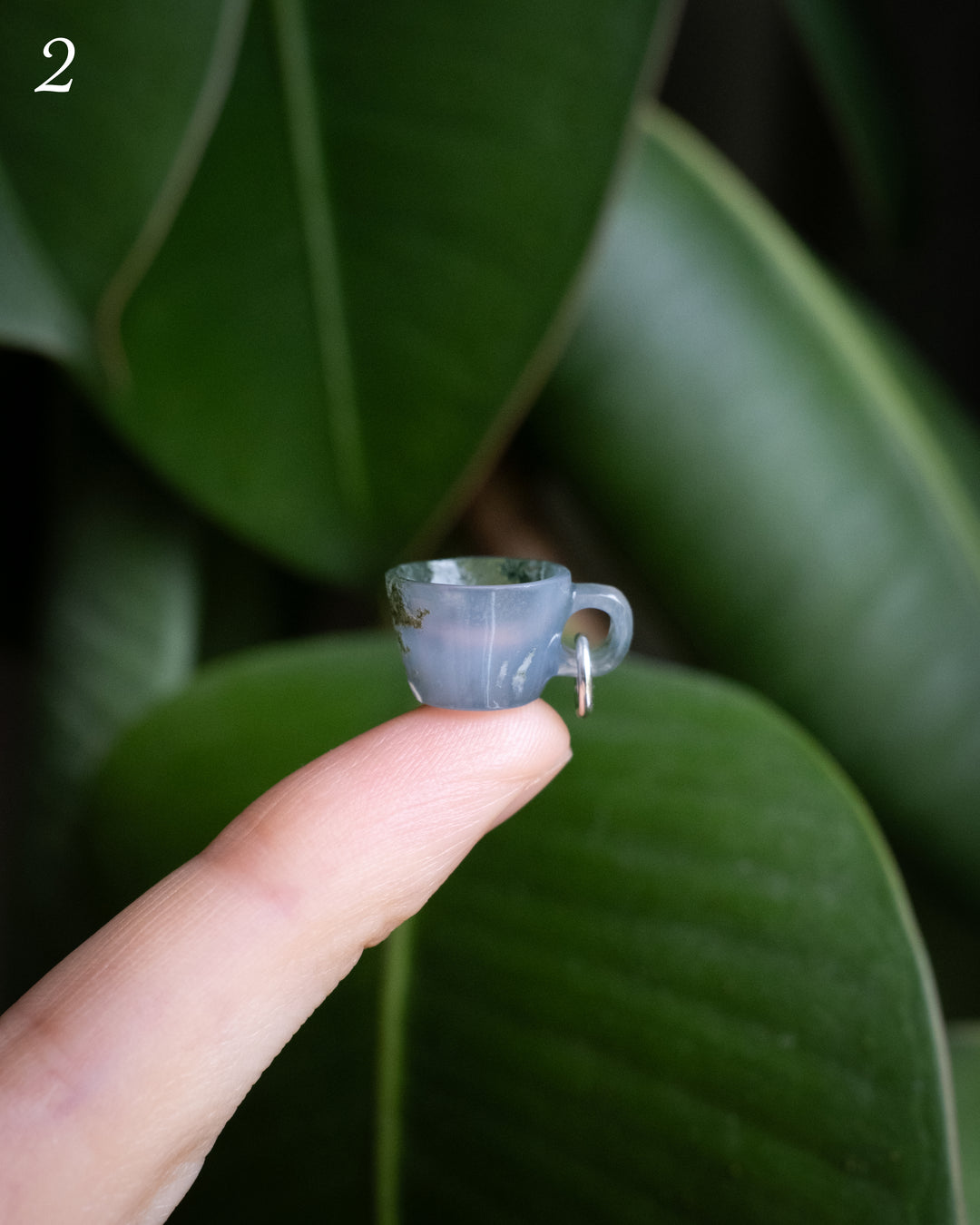 Moss Agate Hand Carved Mug Necklace