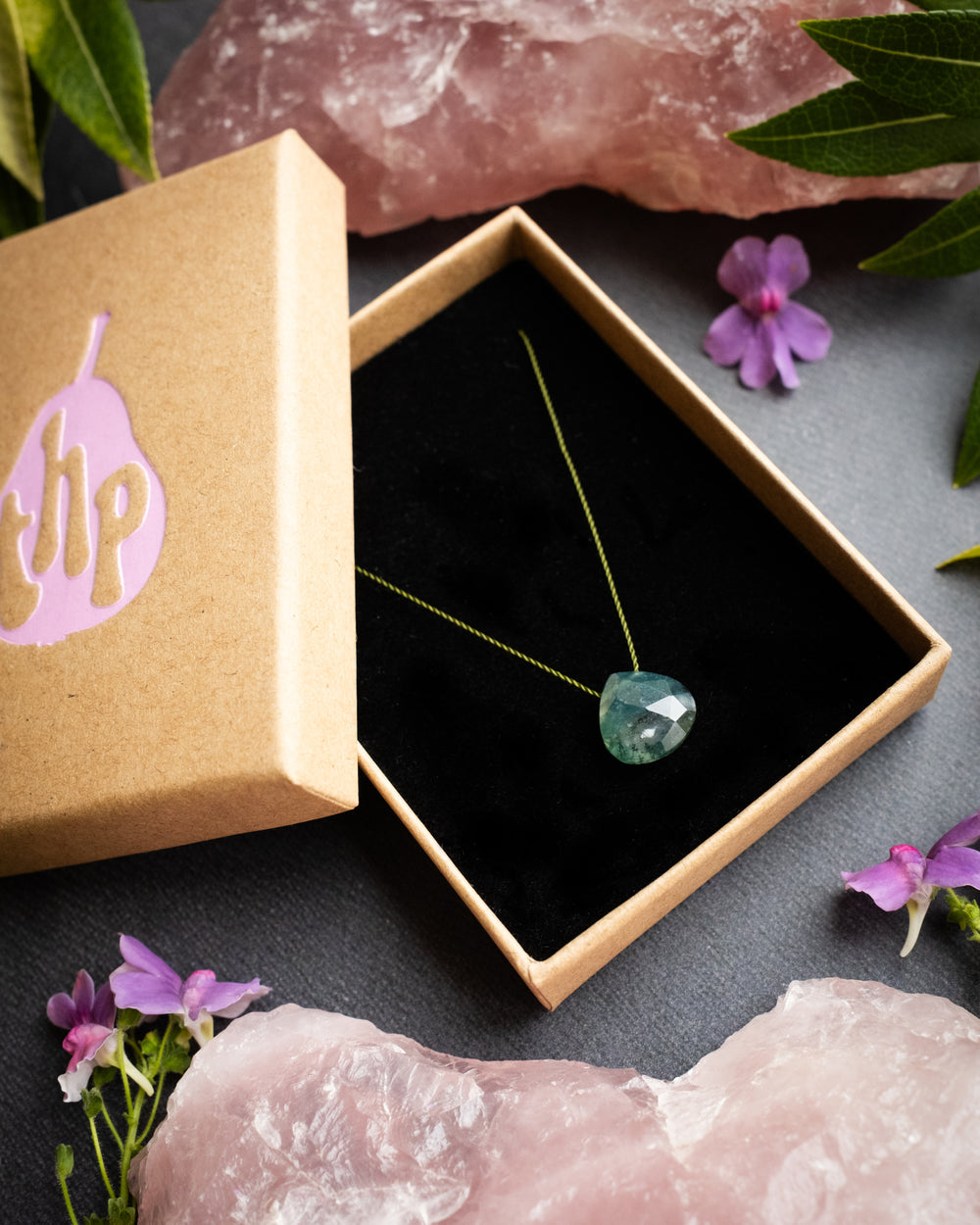 Moss Agate Vegan Silk Necklace