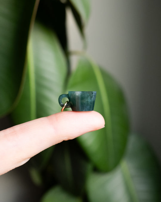 Moss Agate Hand Carved Mug Necklace